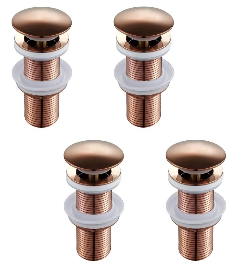 Spazio Rose Gold Finish Popup Basin DrainerWaste Coupling Pack of 4 Waste Coupling for Bathroom Wash BasinVessel Sink 3 Inch Pop Up Flush Valve - Image 1