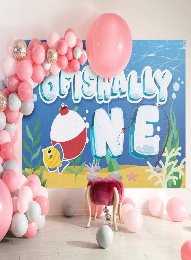 PAKBOOM Ofishally One Backdrop Banner Background - 1st First Fishing Birthday Decorations Party Supplies for Boys Girls - 3.9 x 5.9ft - Image 4