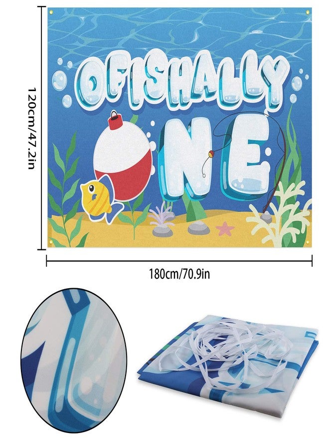 PAKBOOM Ofishally One Backdrop Banner Background - 1st First Fishing Birthday Decorations Party Supplies for Boys Girls - 3.9 x 5.9ft - Image 2