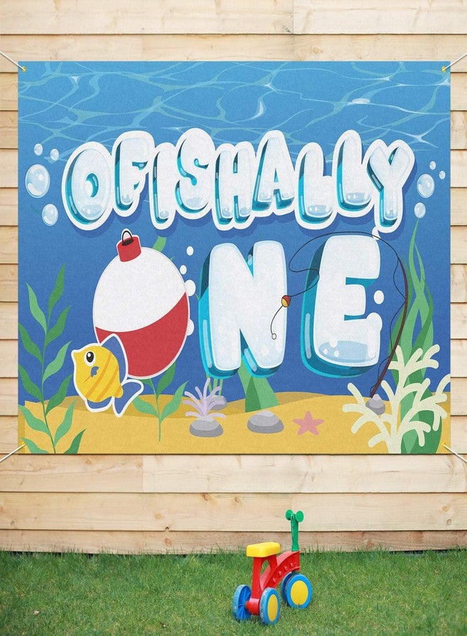 PAKBOOM Ofishally One Backdrop Banner Background - 1st First Fishing Birthday Decorations Party Supplies for Boys Girls - 3.9 x 5.9ft - Image 1