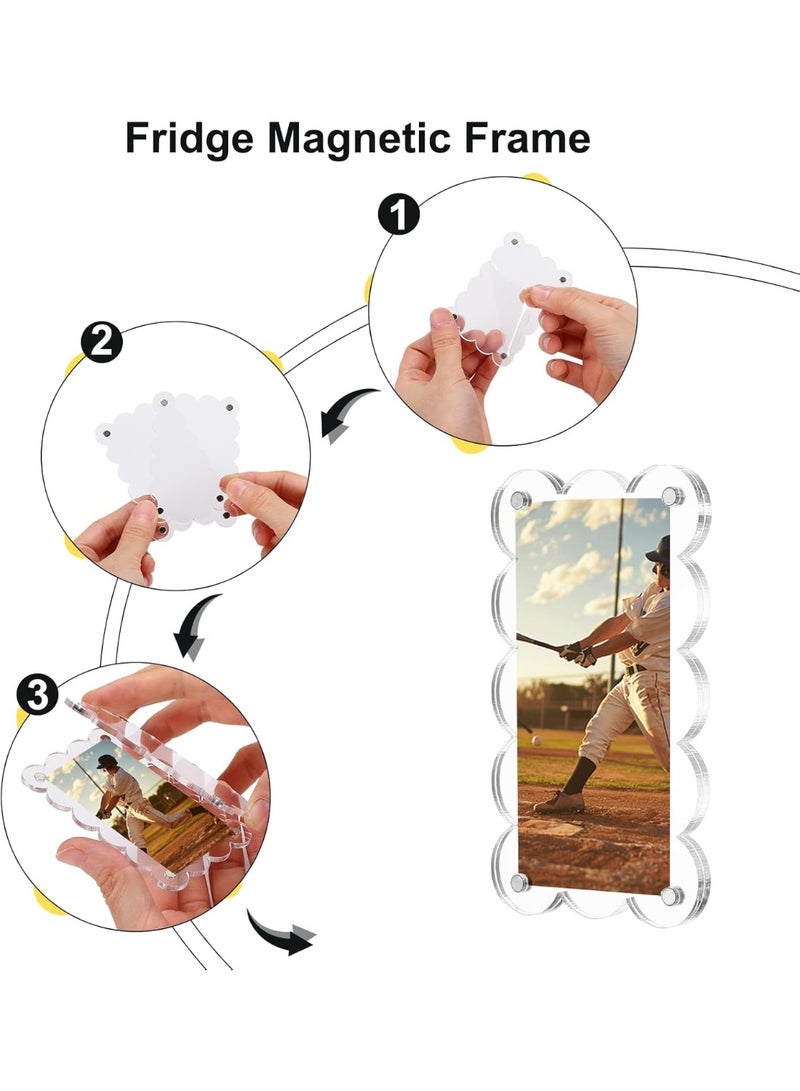 SLASA Pack of 2 Acrylic Fridge Magnetic Frames 7 x 12 cm – Clear Wavy Double-Sided Magnetic Picture Holders for Refrigerator – Compatible with Fujifilm Mini Photos - Image 3