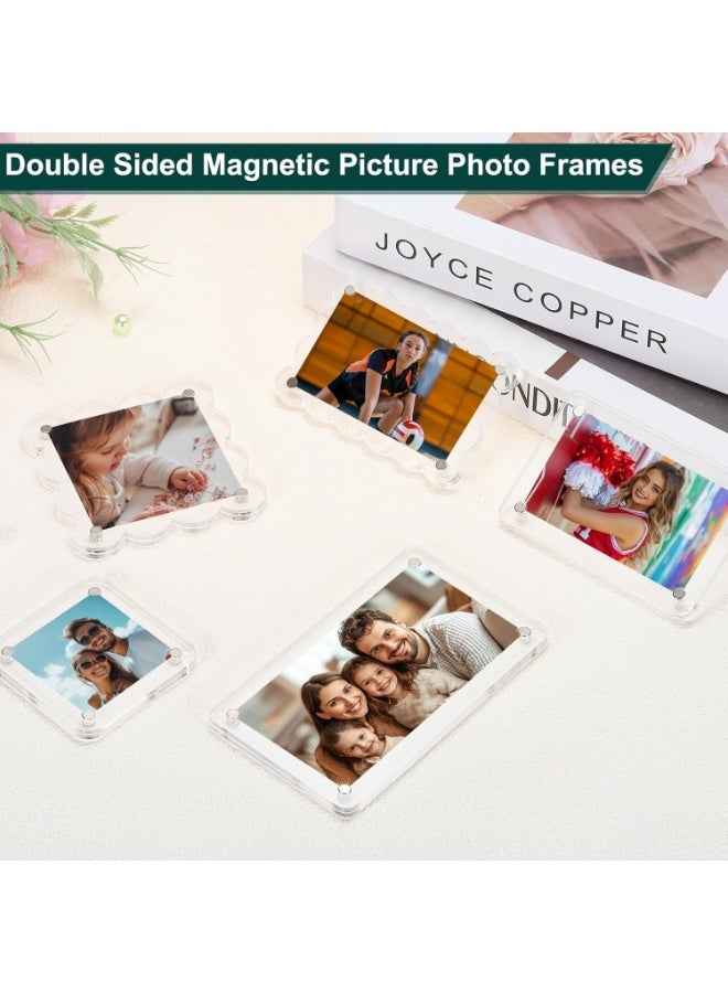 SLASA Pack of 2 Acrylic Fridge Magnetic Frames 7 x 12 cm – Clear Wavy Double-Sided Magnetic Picture Holders for Refrigerator – Compatible with Fujifilm Mini Photos - Image 2