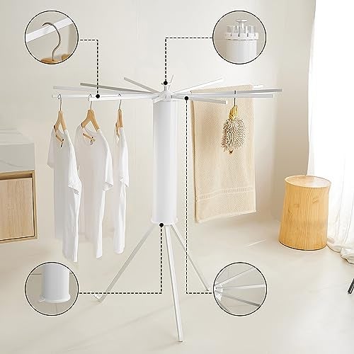 JOOM Tripod Clothes Drying Rack, Garment Rack Portable and Foldable Space Saving Laundry Drying Rack - Drying Rack Clothing Floor Folding Balcony Bedroom Household Aluminum - Image 5