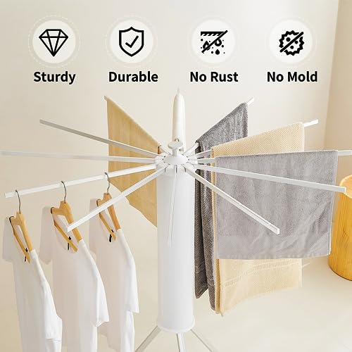 JOOM Tripod Clothes Drying Rack, Garment Rack Portable and Foldable Space Saving Laundry Drying Rack - Drying Rack Clothing Floor Folding Balcony Bedroom Household Aluminum - Image 3