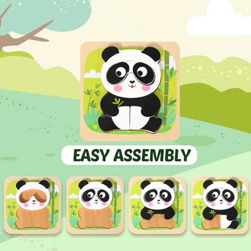 edutree Wooden Puzzles for Toddlers 24 6 Pack Animal Shape Puzzle Montessori Toys for 1 2 3 Year Old Educational Learning Toys for Girls Boys - Image 5