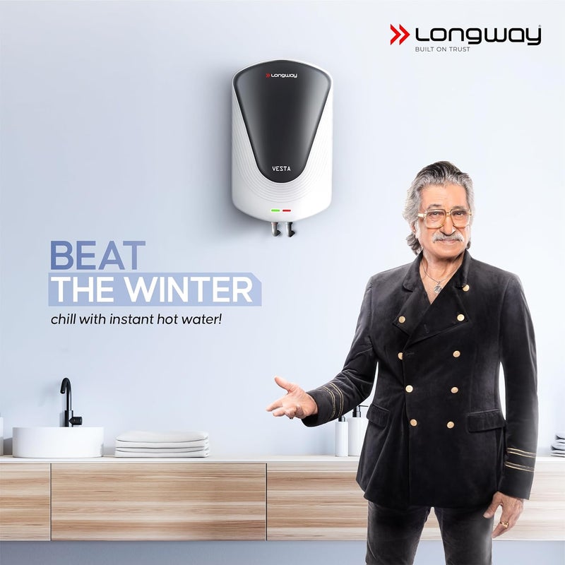 Longway Vesta 55 Ltr 5 Star Rated Instant Water Heater for Home with Advanced MultiLayered Safety System AntiRust Coating Suitable for Kitchen Bathroom 5 Year Warranty Gray 55 Ltr - Image 2