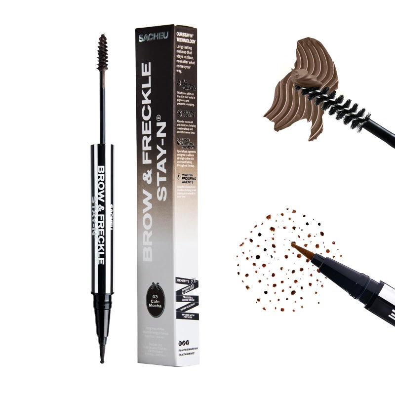 Sacheu Brow & Freckle STAY-N Tinted Eyebrow Gel & Faux Freckle Pen â€” 2-in-1 Longwear Water Resistant Brows Tint, Cruelty-Free & Vegan, Cafe Mocha - Image 1