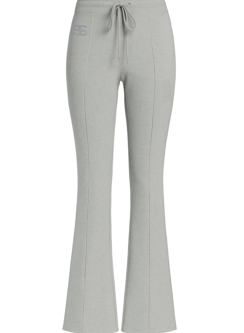 Soft Steps Women's Grey High-Waisted Flared Pants â€“ Soft Cotton Interlock | Elegant Fit with Drawstring  Size S - Image 3