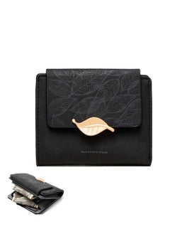 Small Womens Wallet, RFID Blocking Billfold, Leather Leaf Card Holde with Zipper Coin Pocket, Ladies Portable Purses, Girls Short Bifold Wallet Gifts