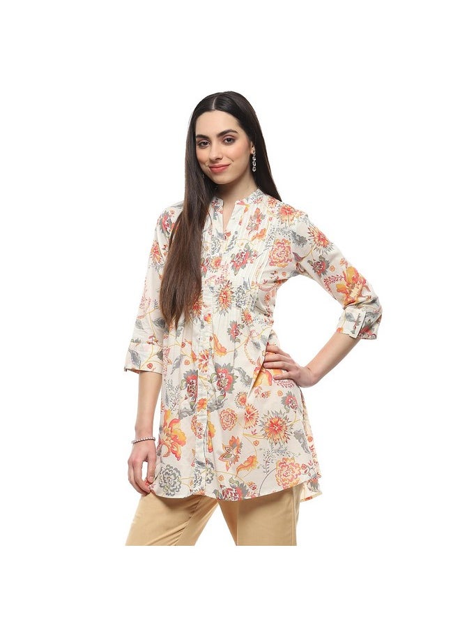 Biba - BIBA Cotton Women Printed Short_Kurta Mix and Match(Chintz Pop Collection20228_Off White_42) - Image 1