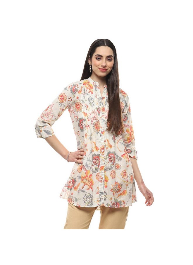 Biba - BIBA Cotton Women Printed Short_Kurta Mix and Match(Chintz Pop Collection20228_Off White_42) - Image 1