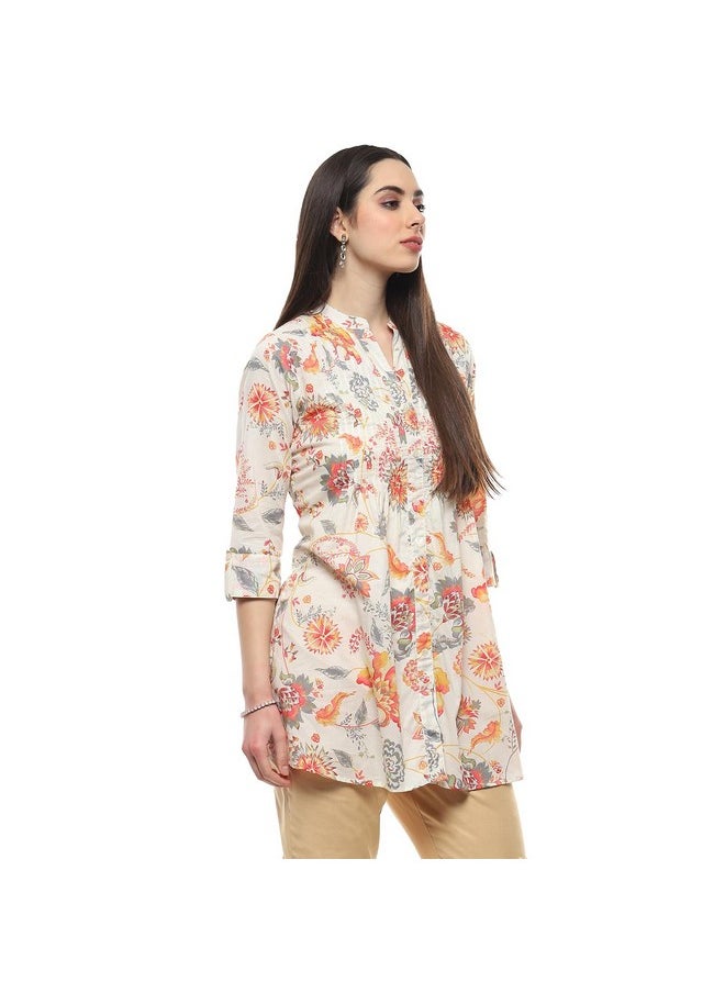 Biba - BIBA Cotton Women Printed Short_Kurta Mix and Match(Chintz Pop Collection20228_Off White_42) - Image 1