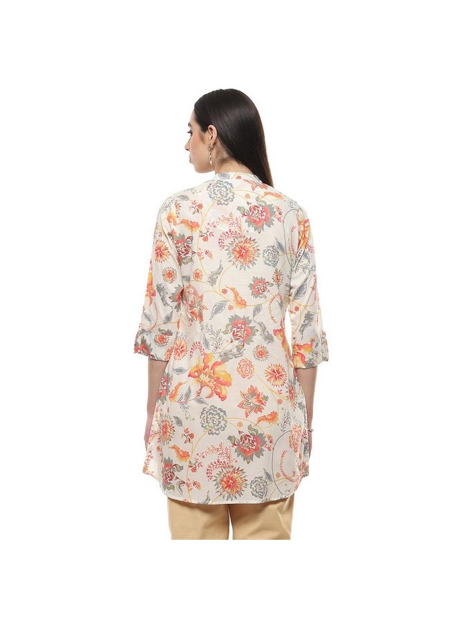 Biba - BIBA Cotton Women Printed Short_Kurta Mix and Match(Chintz Pop Collection20228_Off White_42) - Image 1