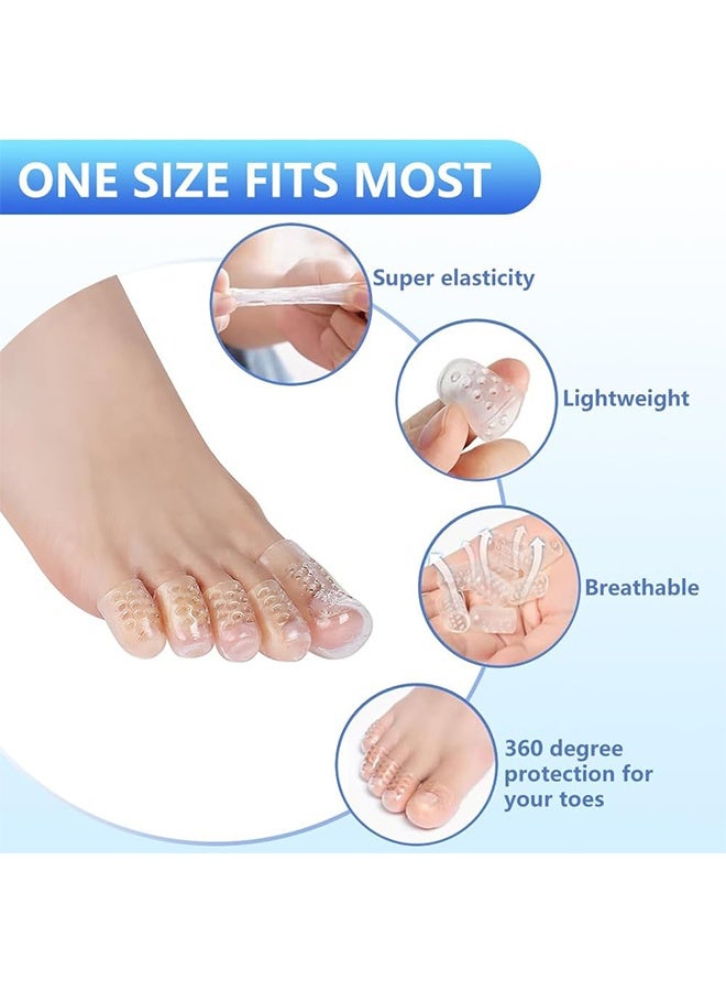 30 Pcs Silicone Anti-Friction Toe Protector, Breathable Gel Toe Sleeves Toe Protectors, Little Toe Cover Used for Ingrown Toenails, Corns, Calluses, Blisters and Pain Relief - Transparent - Image 4