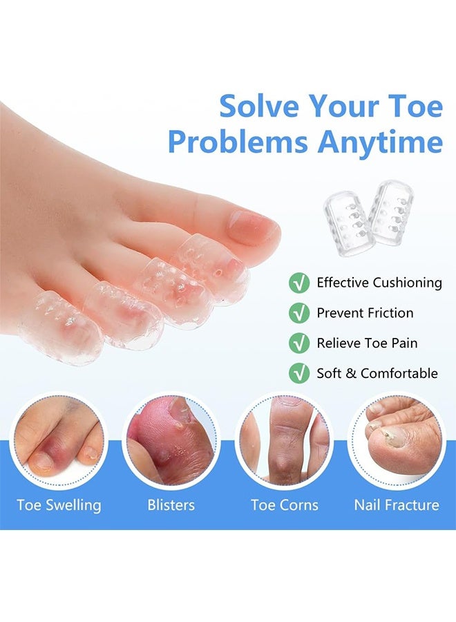 30 Pcs Silicone Anti-Friction Toe Protector, Breathable Gel Toe Sleeves Toe Protectors, Little Toe Cover Used for Ingrown Toenails, Corns, Calluses, Blisters and Pain Relief - Transparent - Image 5