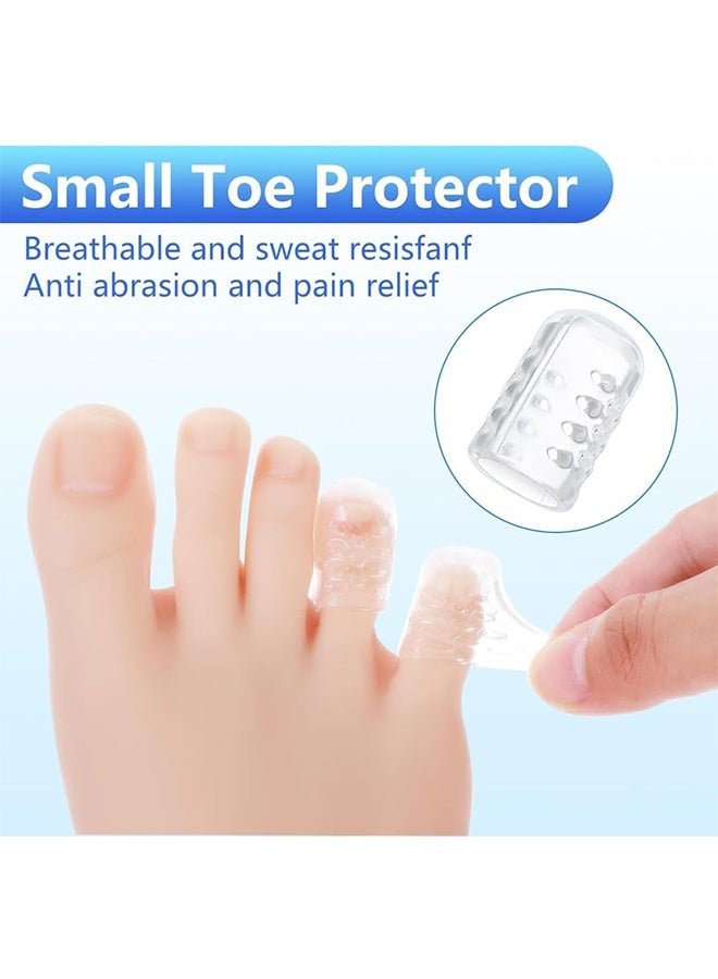 30 Pcs Silicone Anti-Friction Toe Protector, Breathable Gel Toe Sleeves Toe Protectors, Little Toe Cover Used for Ingrown Toenails, Corns, Calluses, Blisters and Pain Relief - Transparent - Image 3