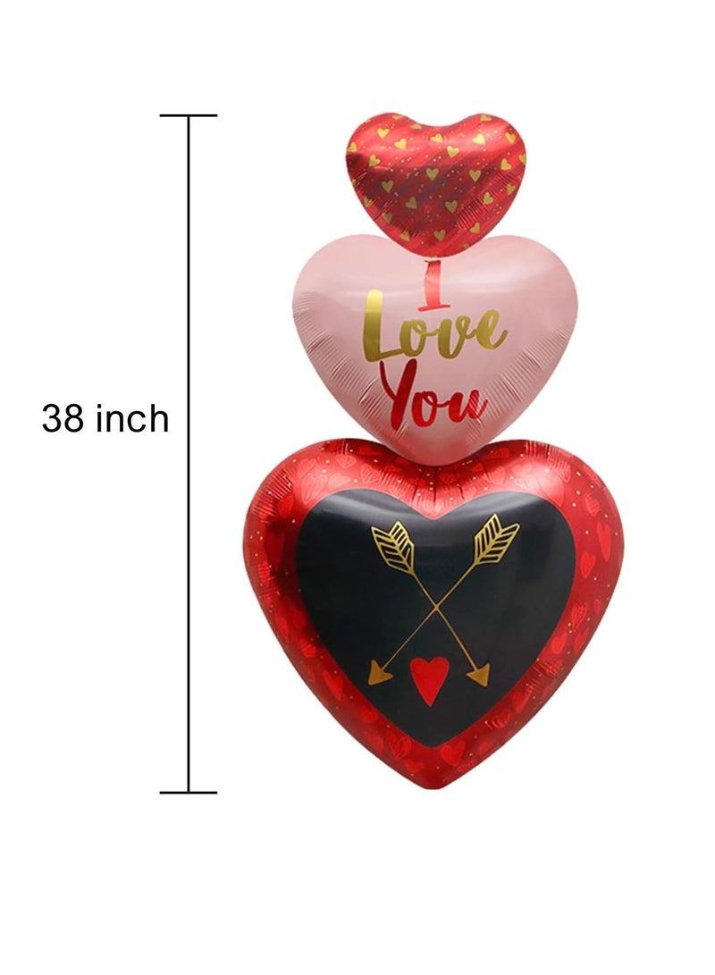 PARTY FUN Heart-Shaped I Love You Foil Balloons - Express Your Love Threefold with Elegance - Image 2