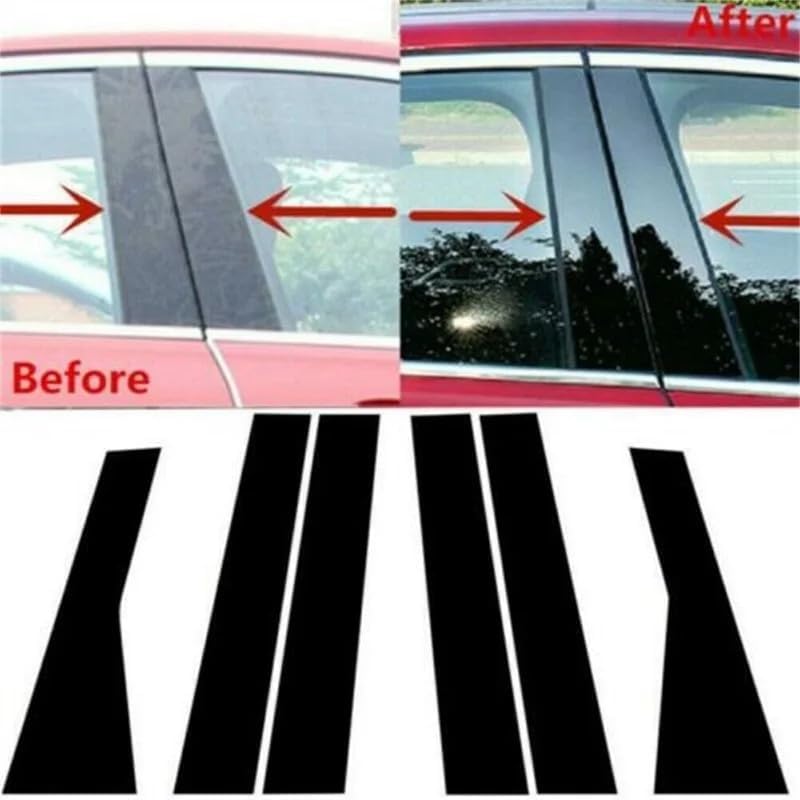 DEMULAX Glossy Black Car Door Window Pillar Trim Stickers - Image 5