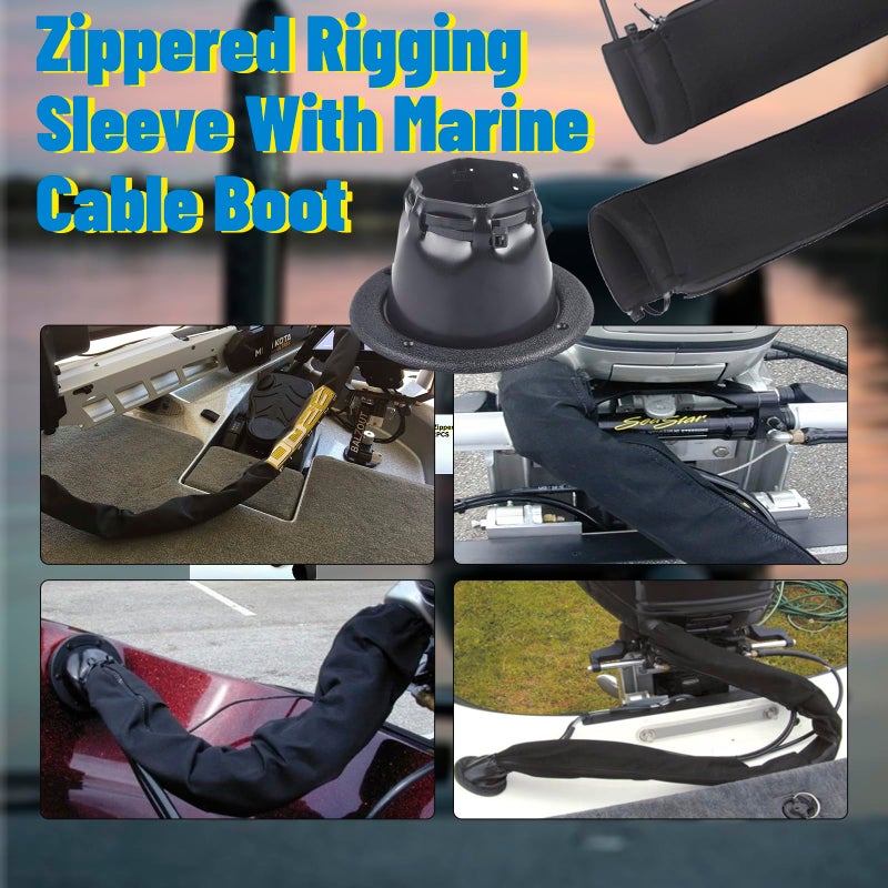 CNRAQR 48-Inch Zippered Rigging Sleeve with Marine Cable Boot Diameter 4 2/5" with Cable Tie Universal Fit for Yacht Cable Management Kit - Image 5