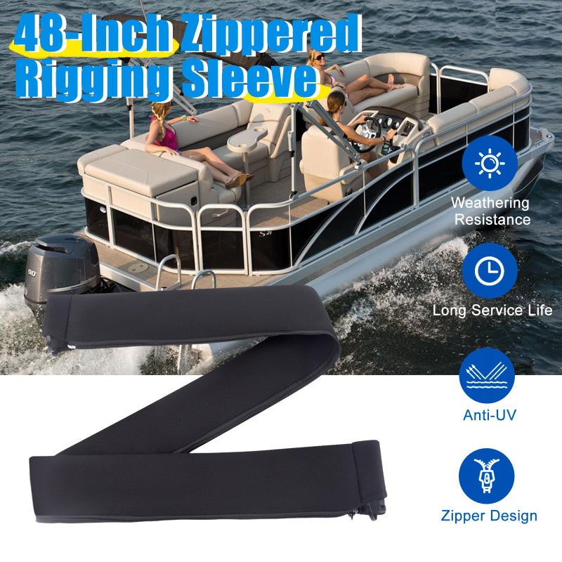 CNRAQR 48-Inch Zippered Rigging Sleeve with Marine Cable Boot Diameter 4 2/5" with Cable Tie Universal Fit for Yacht Cable Management Kit - Image 4