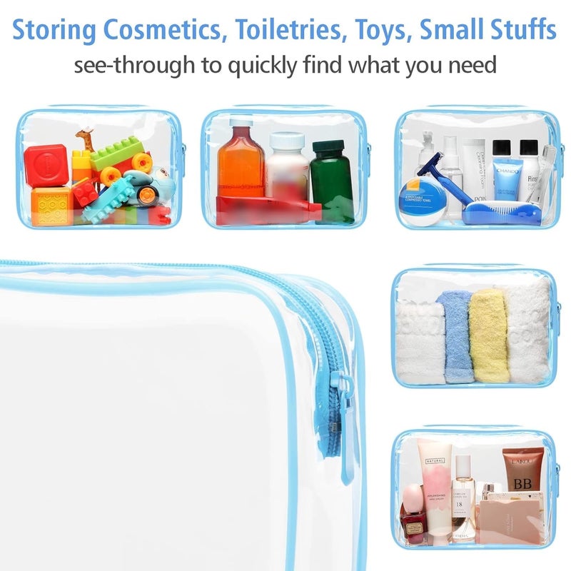 PACKISM 3 Pack TSA Approved Clear Toiletry Bags, Quart Size, Travel Makeup Cosmetic Bag for Women Men, Carry On Airport Airline Compliant, Light Blue - Image 5
