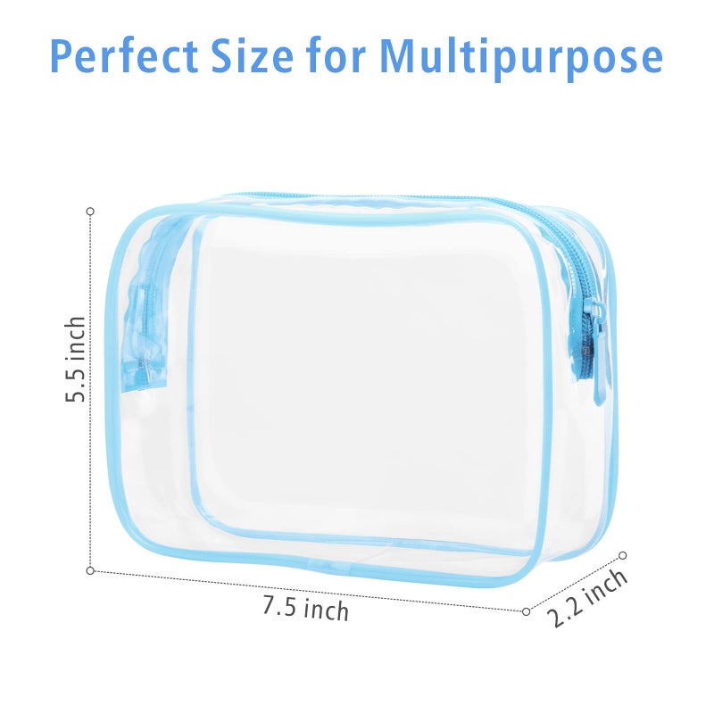 PACKISM 3 Pack TSA Approved Clear Toiletry Bags, Quart Size, Travel Makeup Cosmetic Bag for Women Men, Carry On Airport Airline Compliant, Light Blue - Image 2