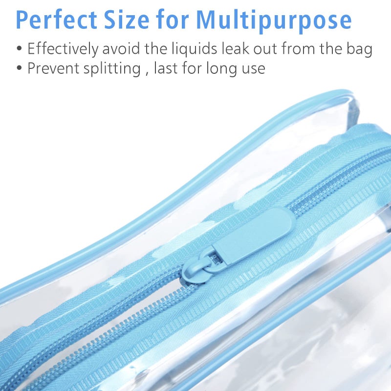 PACKISM 3 Pack TSA Approved Clear Toiletry Bags, Quart Size, Travel Makeup Cosmetic Bag for Women Men, Carry On Airport Airline Compliant, Light Blue - Image 3