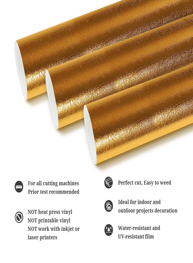 TECKWRAP Gold Metallic Textured Chrome Vinyl Adhesive Vinyl for DIY Craft1ft x 5ft, Gold - Image 3