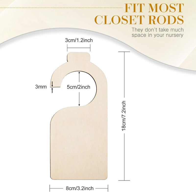 Patelai 25 Pieces Blank Wooden Clothing Rack Divider Closet Blank Organizers Hanger Separators Hanging Closet Divider with Marker Pen for Home Nursery Clothes - Image 2