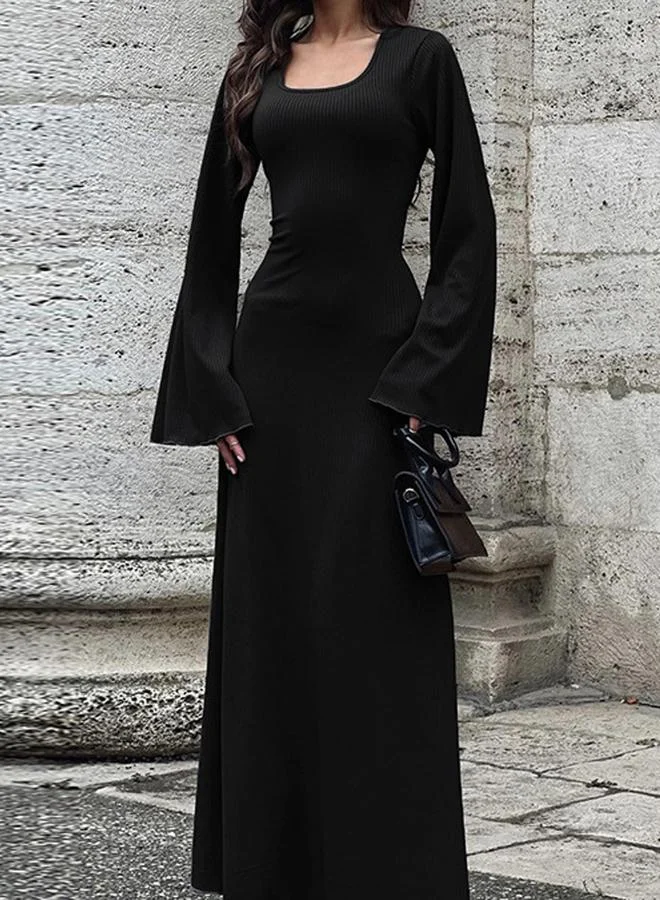 Take Two Women Black Bell Sleeve Bodycon Maxi Dress