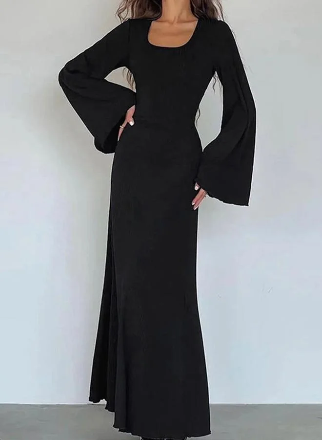 Take Two Women Black Bell Sleeve Bodycon Maxi Dress