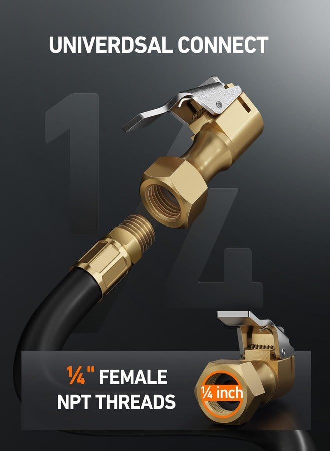 AstroAI 2 Pack Air Chuck, Heavy Duty Closed Flow Lock On Tire Chuck with Clip for Inflator Gauge Compressor Accessories, Yellow - Image 4