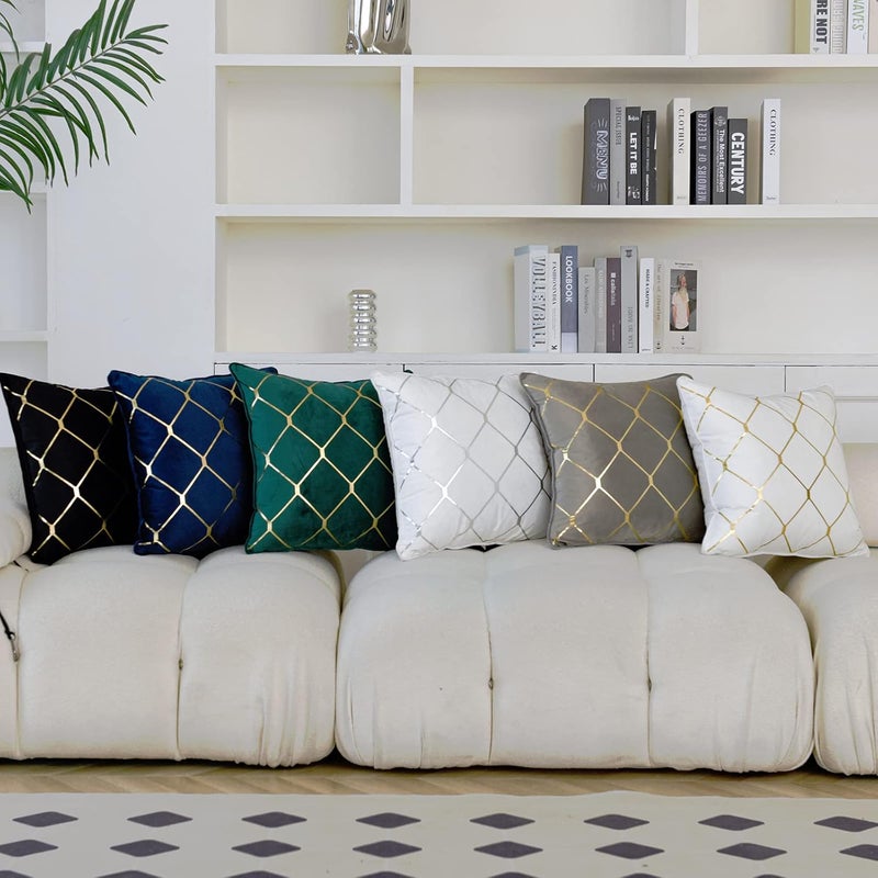 WACOMECO Gold Throw Pillow Covers, Pack of 2 Soft Velvet Decorative Cushion Covers for Couch Sofa Home Decoration, Emerald Green, 20x20 Inch - Image 5