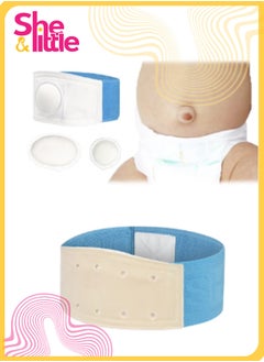 She&Little Baby Umbilical Hernia Belt, Adjustable Infant Belly Button Band, Soft Navel Truss Wrap with 3 Compression Pads, Newborn Abdominal Binder (Blue)  - Image 1