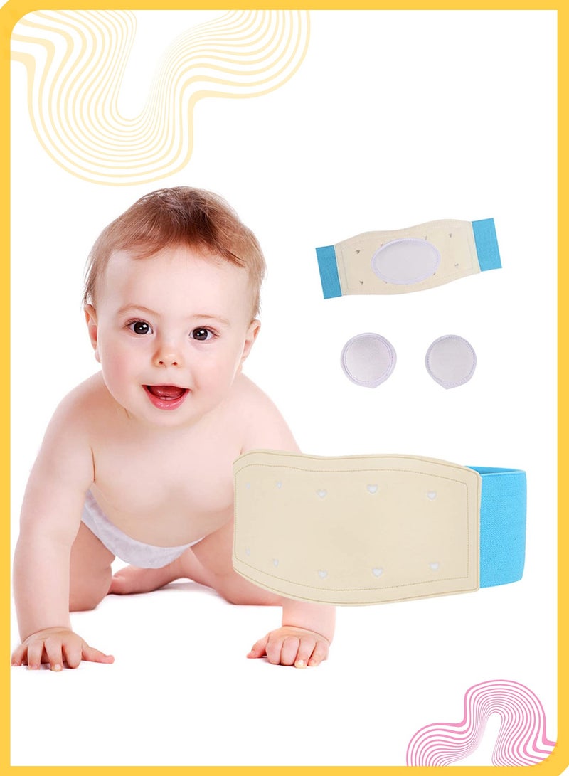 She&Little Baby Umbilical Hernia Belt, Adjustable Infant Belly Button Band, Soft Navel Truss Wrap with 3 Compression Pads, Newborn Abdominal Binder (Blue)  - Image 2