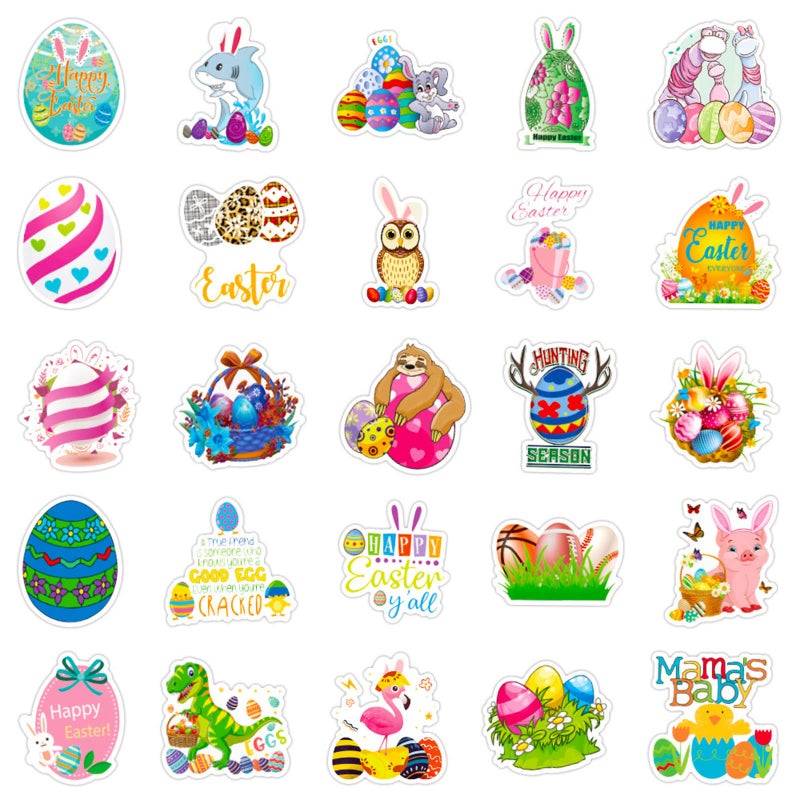 DothRayan 200Pcs Easter Stickers for Water Bottles, Easter Egg Bunny Stickers for Kids Teens Girls Adults, Vinyl Waterproof Sticker for Laptop, Phone - Image 2