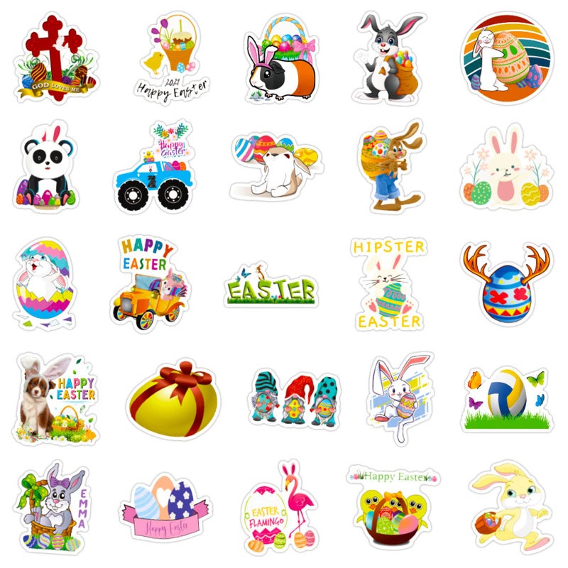 DothRayan 200Pcs Easter Stickers for Water Bottles, Easter Egg Bunny Stickers for Kids Teens Girls Adults, Vinyl Waterproof Sticker for Laptop, Phone - Image 3