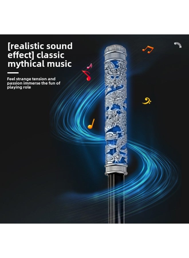 Shake Tone Black Wukong Ruyi Golden Hoop Stick Voice Control Wind Control Electric Telescopic Luminous Blowing Seven Color Children's Toy-Colour:Black Gold Style  Golden Hoop  - Image 2