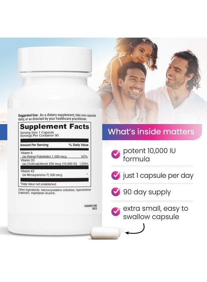 REVITALIZE ADK Vitamin Supplement 10,000 IU - 90 Servings, High Potency Vitamin A, D3 & K2 (MK-7) for Bone Strength | Supports Heart Health and Immune Function - Convenient Capsule Form - Image 2