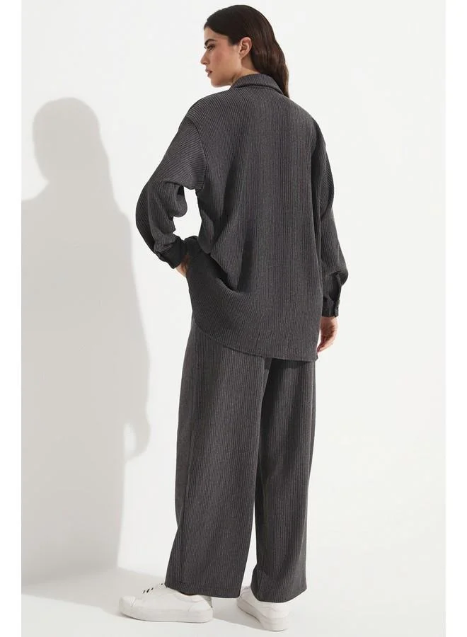 JUNE June Women Cotton Blend Shirt Trouser Set Black