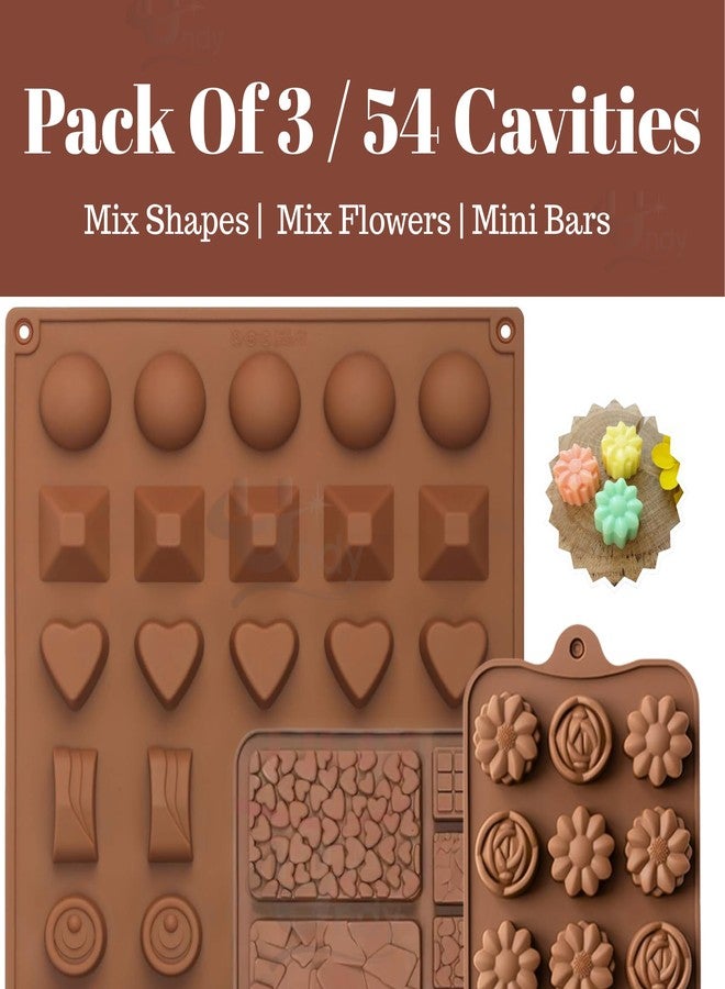 Undy Chocolate Mould Silicone Mix Flower Round Heart Square Rectangle Pyramid Sphere Break Apart Shape Chocolate Mould for Chocolate Making Multipurpose Jelly Ice Cubes Cake Decoration Tools 3 PCS - Image 2
