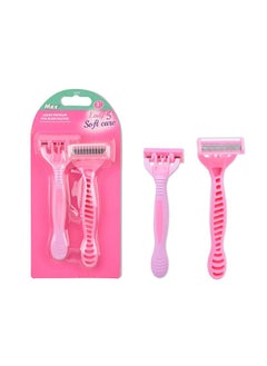 Max 2-Piece Ladies Premium Five Blade Razor Easy Use for Home（pink）  - Image 1