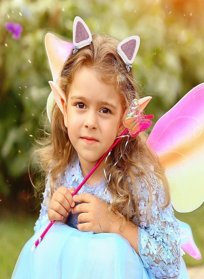 KCHIES 4pcs Glitter Cat Ears Hair Clips for Girls Women Halloween Dress up Cute Animal Themed Birthday Party Favor Gift Accessories Supplies White Pink Black - Image 2