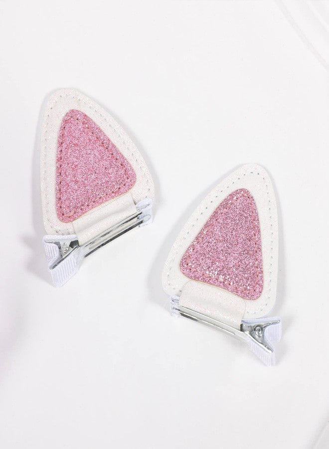 KCHIES 4pcs Glitter Cat Ears Hair Clips for Girls Women Halloween Dress up Cute Animal Themed Birthday Party Favor Gift Accessories Supplies White Pink Black - Image 5
