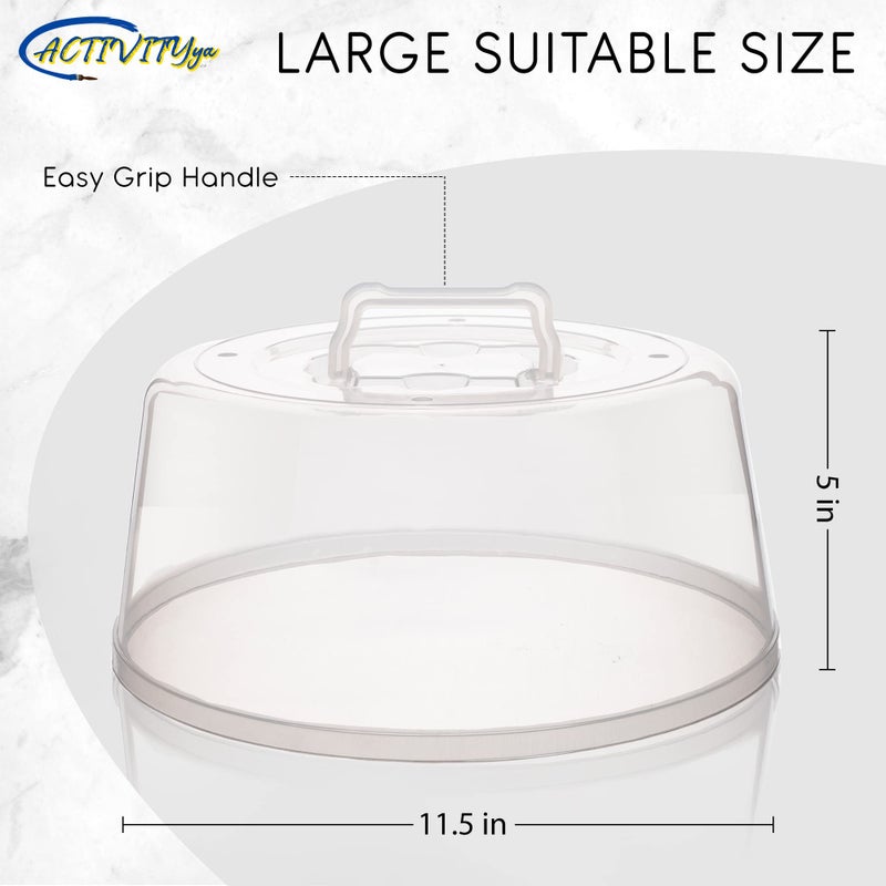 ACTIVITYYA Large Microwave Cover for Food - Splatter Guard Lid - Cake Stand Cover - Size 11.5 In x 5 In Tall - Easy Grip Handle with Steam Vented Holes - BPA Free & Dishwasher Safe | Clear Plastic - Image 2