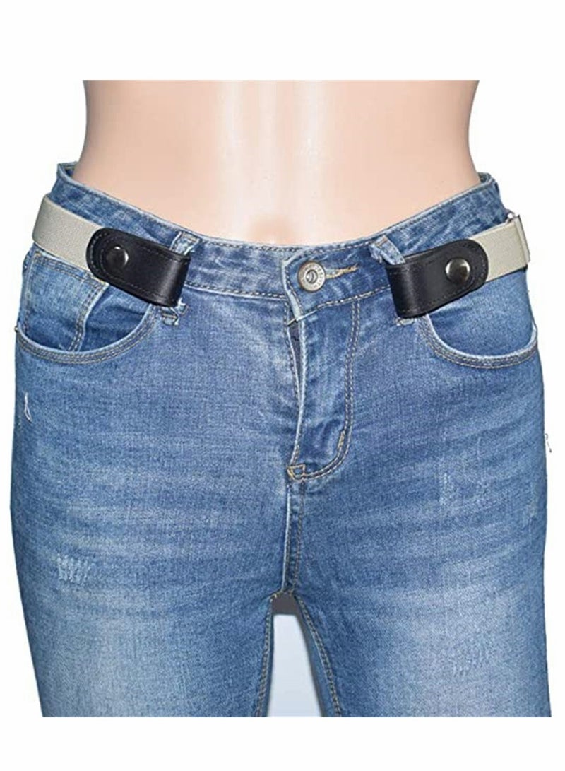 KASTWAVE Belts, No Buckle Stretch Belt Adjustable Invisible Belt Elastic Belt No Bulge No Hassle Buckle-free Pant Belt, for Jeans Dresses Women Or Men 2pcs (blue + khaki) - Image 4