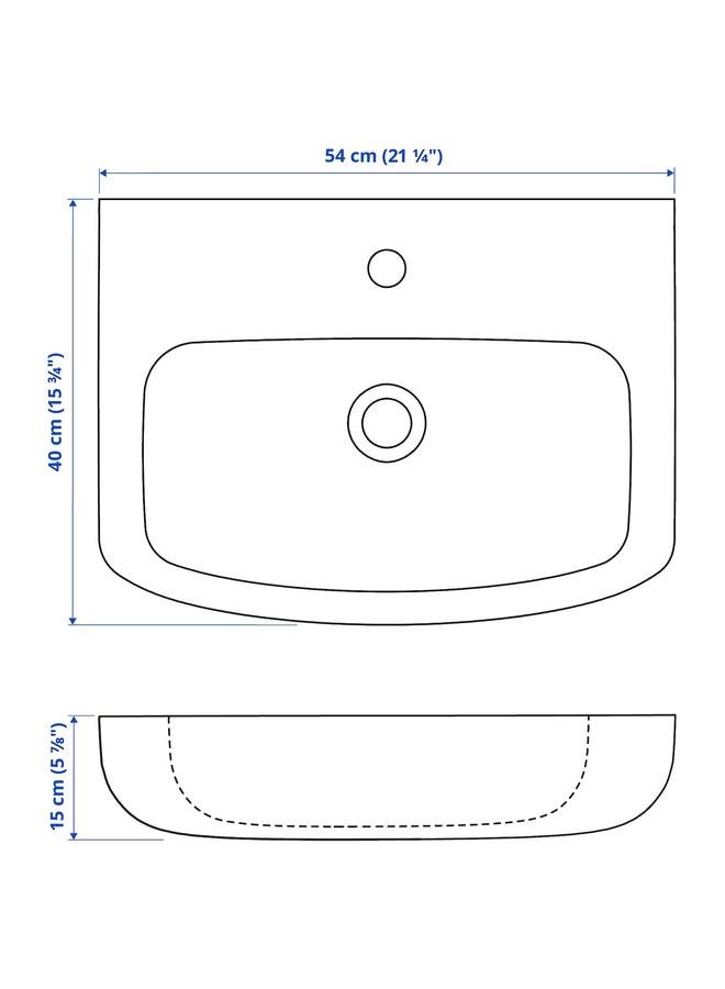 Zaboon Wash-basin with water trap, white, 54x40 cm - Image 4