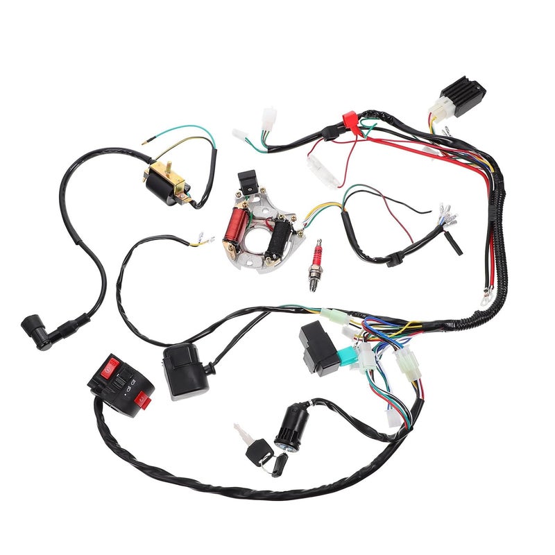 POPETPOP ATV Replacement Wire Harness Kit with Coil and Ignition Switch Set for 50-125cc Motorcycles, Complete Electrical Wiring Harness for ATV Quad and Four Wheelers - Image 1