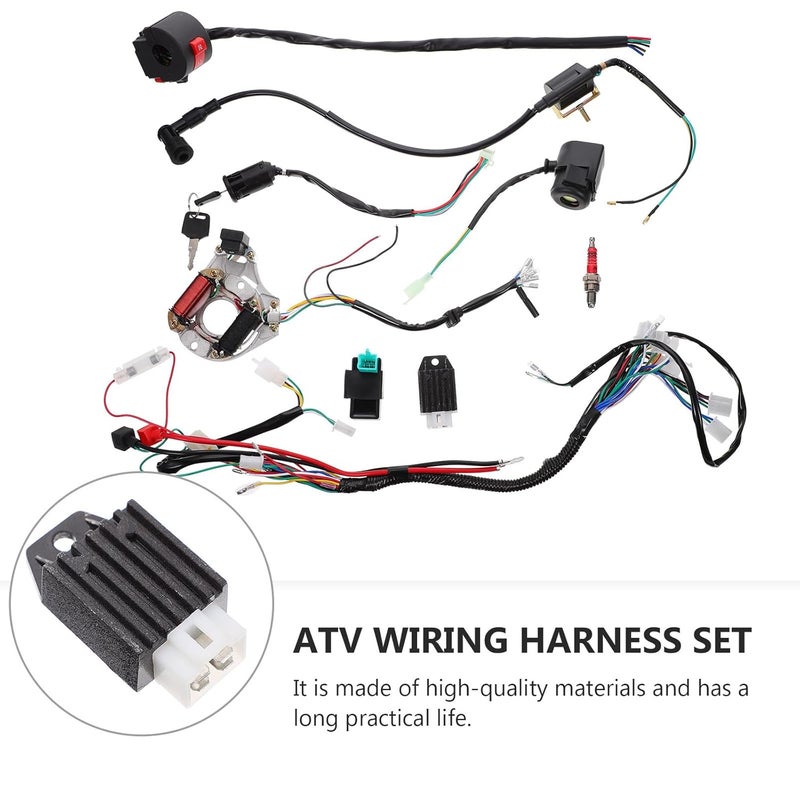 POPETPOP ATV Replacement Wire Harness Kit with Coil and Ignition Switch Set for 50-125cc Motorcycles, Complete Electrical Wiring Harness for ATV Quad and Four Wheelers - Image 4