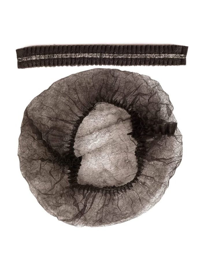 شبكة شعر بوفانت قابلة للتصرف للمطبخ والحمام والكافيتيريا والمطعم قبعة استحمام مرنة سوداء 100 قطعة - Image 3